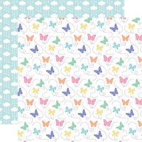 Echo Park - My Little Girl Collection - 12 x 12 Double Sided Paper - Lovely Butterflies