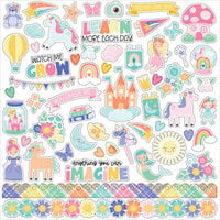 Echo Park - My Little Girl Collection - 12 x 12 Cardstock Stickers - Elements