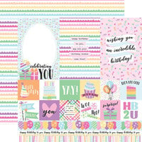 Echo Park - Make A Wish Birthday Girl Collection - 12 x 12 Double Sided Paper - Multi Journaling Cards