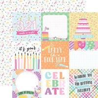 Echo Park - Make A Wish Birthday Girl Collection - 12 x 12 Double Sided Paper - 4 x 4 Journaling Cards