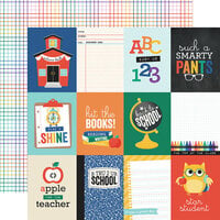 Echo Park - Off To School Collection - 12 x 12 Double Sided Paper - 3 x 4 Journaling Cards