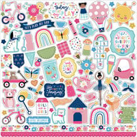 Echo Park - Play All Day Girl Collection - 12 x 12 Cardstock Stickers - Elements