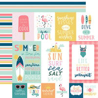 Echo Park - Pool Party Collection - 12 x 12 Double Sided Paper - Multi Journaling Cards