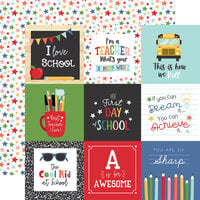 Echo Park - I Love School Collection - 12 x 12 Double Sided Paper - 4 x 4 Journaling Cards