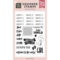 Echo Park - Special Delivery Baby Girl Collection - Clear Photopolymer Stamps - Baby Girl Stats