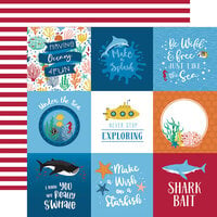 Echo Park - Sea Life Collection - 12 x 12 Double Sided Paper - 4 x 4 Journaling Cards