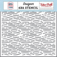 Echo Park - Stars And Stripes Forever Collection - 6 x 6 Stencils - Waving Lines