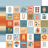 Echo Park - Summer Vibes Collection - 12 x 12 Double Sided Paper - 2 x 2 Journaling Cards