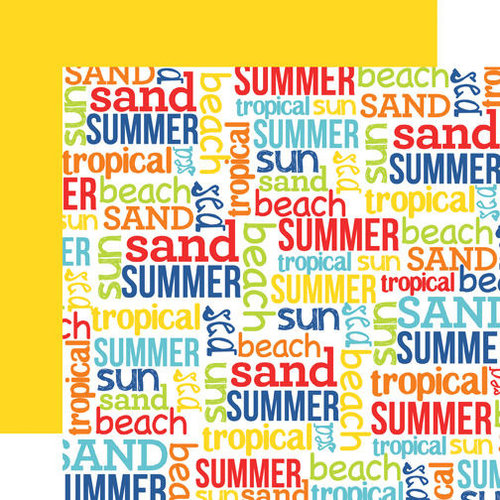 Echo Park - Beach Party Collection - 12 x 12 Double Sided Paper - Words