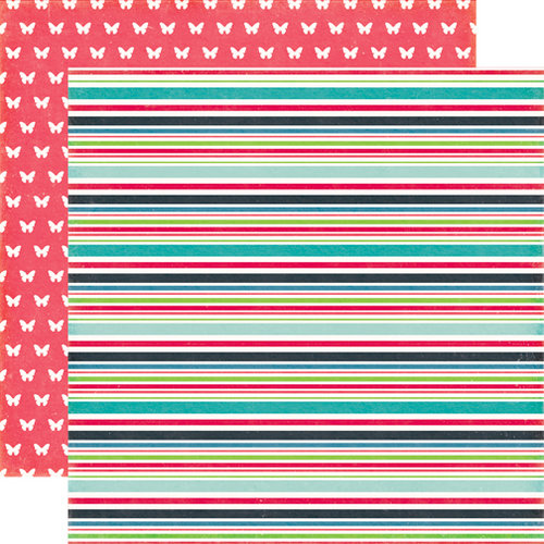 Echo Park - We Are Family Collection - 12 x 12 Double Sided Paper - Family Stripe