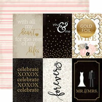 Echo Park - Wedding Bliss Collection - 12 x 12 Double Sided Paper with Foil Accents - 4 x 6 Journaling Cards
