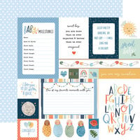 Echo Park - Welcome Baby Boy Collection - 12 x 12 Double Sided Paper - Multi Journaling Cards
