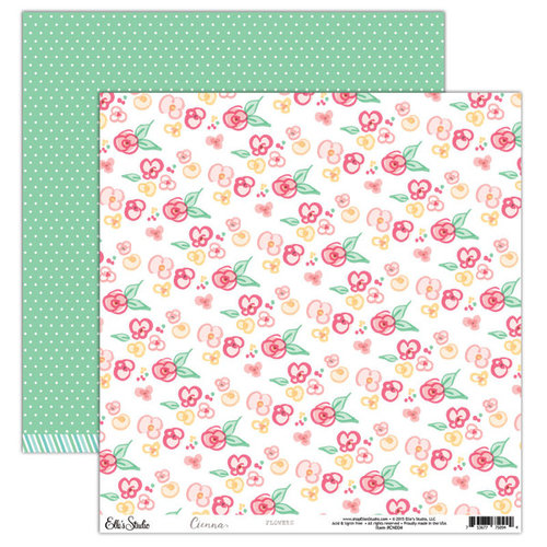 Elle's Studio - Cienna Collection - 12 x 12 Double Sided Paper - Flowers