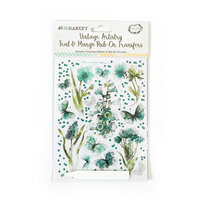 49 and Market - Vintage Artistry In Teal Collection - 6 x 8 Rub-On Transfers - Teal and Mango