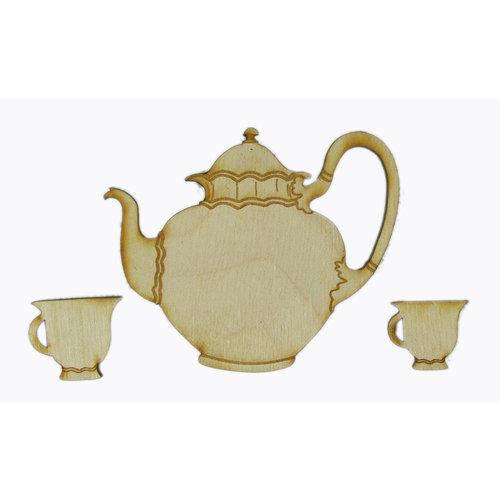 Grapevine Designs and Studio - Wood Shapes - Teapot with Cups