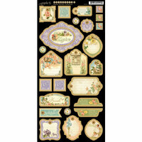 Graphic 45 - Secret Garden Collection - Die Cut Chipboard Tags - Two