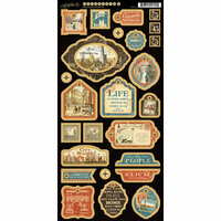 Graphic 45 - Cityscapes Collection - Die Cut Chipboard Tags - One