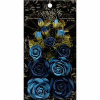 Graphic 45 - Rose Bouquet Collection - Floral Embellishments - Bon Voyage and French Blue