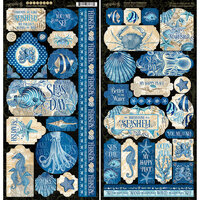 Graphic 45 - Ocean Blue Collection - 6 x 12 Cardstock Stickers