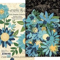 Graphic 45 - Staples Embellishments Collection - Flower Assortment - Shades of Blue