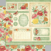 Graphic 45 - Flower Market Collection - 12 x 12 Double Sided Paper - November