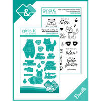 Gina K Designs - Die And Clear Photopolymer Stamp Set - Coffee Critters