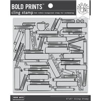 Hero Arts - Clings - Repositionable Rubber Stamps - Book Stacks Bold Prints