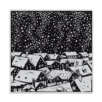Hero Arts - Clings - Repositionable Rubber Stamps - Snowy Rooftops Bold Prints