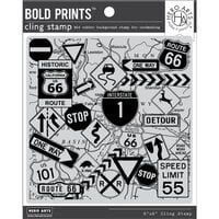 Hero Arts - Clings - Repositionable Rubber Stamps - Road Signs Bold Prints