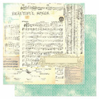 Heidi Swapp - Vintage Chic Collection - 12 x 12 Double Sided Paper - Beautiful Songs