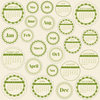 Jillibean Soup - Journaling Sprouts Collection - Mixed Cardstock Pieces - Circle Calendars Green, CLEARANCE