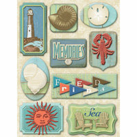 K and Company - Sea Glass Collection - Grand Adhesions 3 Dimensional Stickers - Seashore