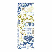 K and Company - Blue Awning Collection - Rub Ons and Gems - Phrases Swirls and Beads