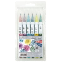 Kuretake - ZIG - Clean Color - Real Brush Marker - 6 Color Set - Smoky Colors