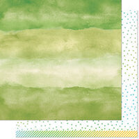 Lawn Fawn - Watercolor Wishes Rainbow Collection - 12 x 12 Double Sided Paper - Emerald