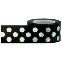 Little B - Decorative Paper Tape - Black with White Polka Dots - 25mm