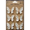 Little Birdie Crafts - Mix Media Collection - Canvas Beaded Butterflies - Cream