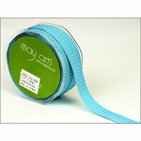 May Arts - Designer Ribbon - Twill Stripes - Turquoise - 30 Yards