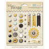 My Mind's Eye - Lost and Found 2 Collection - Sunshine - Decorative Brads with Glitter Accents - Forever