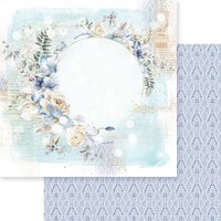 Asuka Studio - Dusty Blue Floral Collection - 12 x 12 Double Sided Paper - Dusty Blue Floral