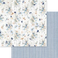 Asuka Studio - Dusty Blue Floral Collection - 12 x 12 Double Sided Paper - Delicate Blossom