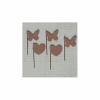 Maya Road - Vintage Trinket Pins - Heart and Butterfly - Kraft