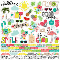 Simple Stories - Hello Summer Collection - 12 x 12 Cardstock Stickers - Combo
