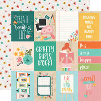 Simple Stories - Hey Crafty Girl Collection - 12 x 12 Double Sided Paper - 3x4 Elements