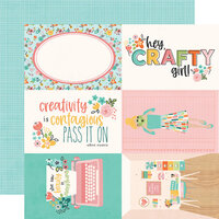 Simple Stories - Hey Crafty Girl Collection - 12 x 12 Double Sided Paper - 4x6 Elements