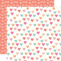 Simple Stories - Happy Hearts Collection - 12 x 12 Double Sided Paper - Wink Wink
