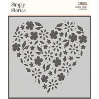 Simple Stories - Happy Hearts Collection - 6 x 6 Stencil - Floral Heart