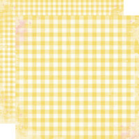 Simple Stories - Simple Vintage Life In Bloom Collection - 12 x 12 Double Sided Paper - Daffodil Gingham