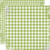 Simple Stories - Simple Vintage Life In Bloom Collection - 12 x 12 Double Sided Paper - Green Gingham