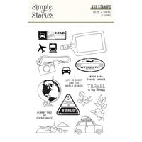 Simple Stories - Here Plus There Collection - Clear Photopolymer Stamps